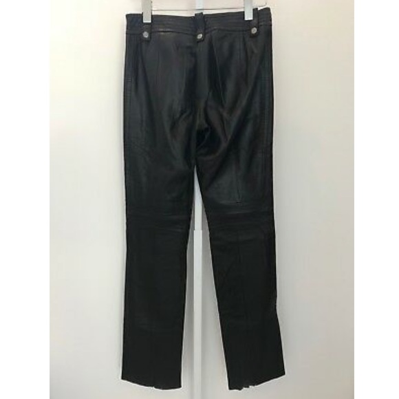 DKNY BLACK LEATHER BIKER STITCHING PANTS SIZE US 6 - Picture 3 of 16